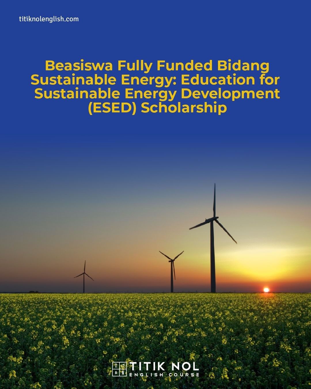 Beasiswa Fully Funded Bidang Sustainable Energy
