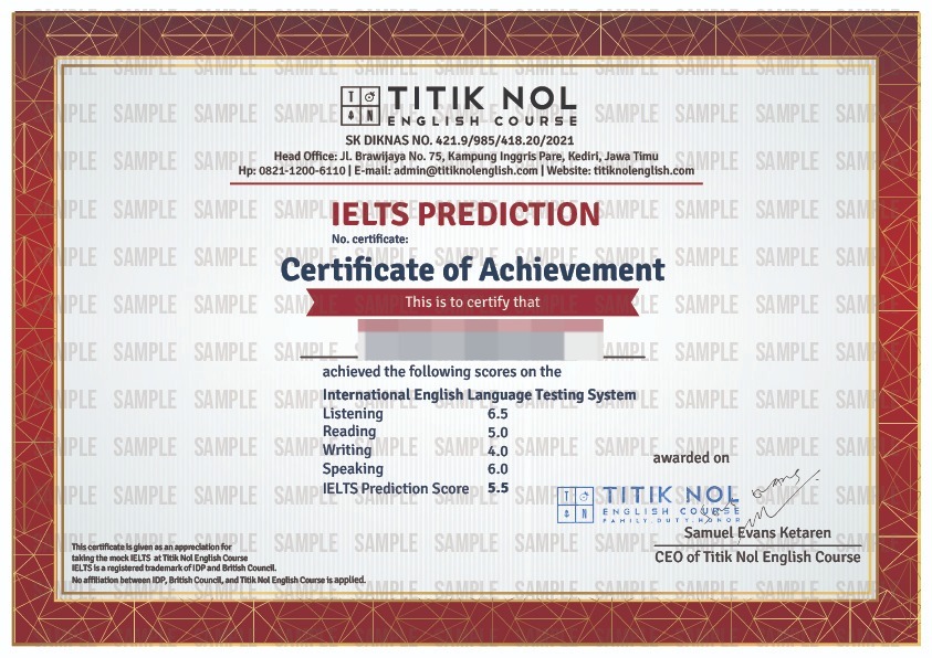 sertifikat mockup IELTS