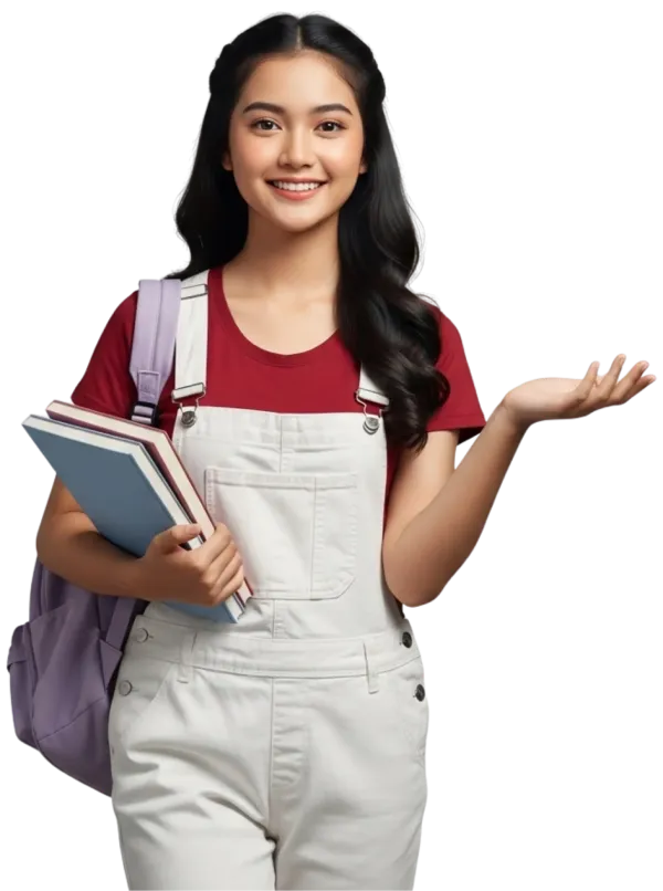 Siswa memegang buku